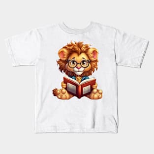 Lion with Book Kids T-Shirt